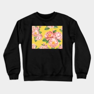 Peony on yellow background Crewneck Sweatshirt